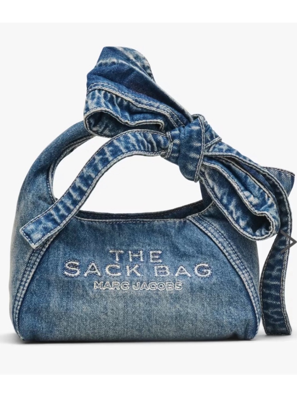 Marc Jacobs Denim Mini Sack
Bag with Knotted Handle - Picture 1 of 7